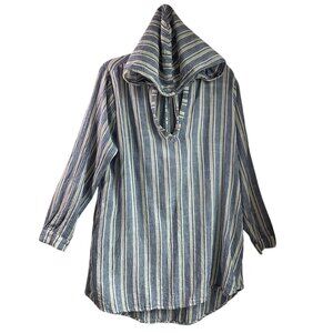 Blue Island Striped Swim Coverup - Blue and White